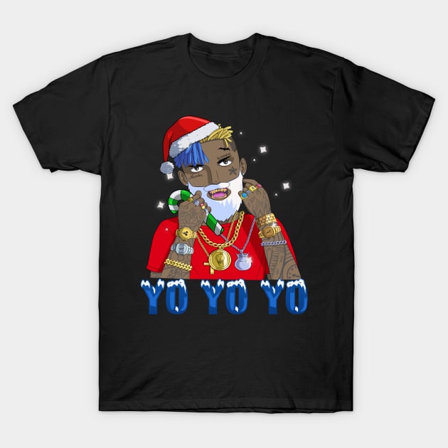 Black Santa Claus Gangster Christmas T-Shirt by Noseking